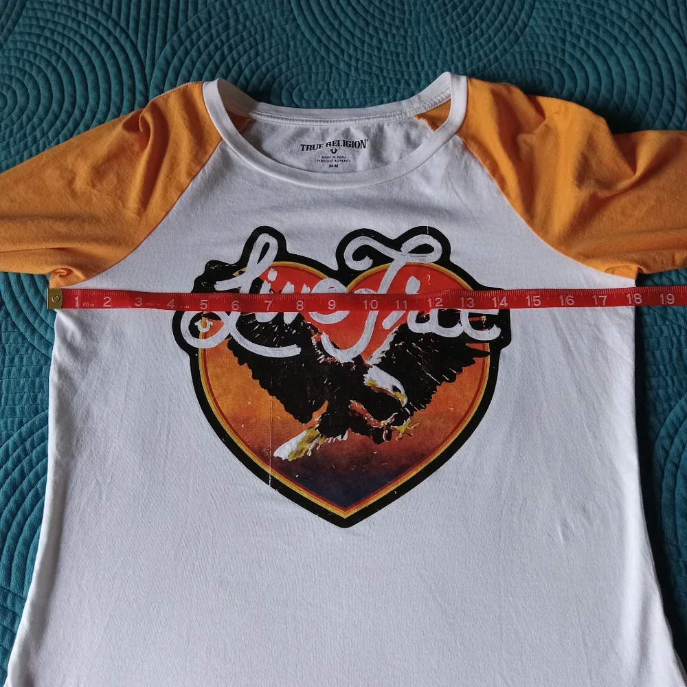 True Religion Live Free & Eagle Graphic Baseball Jersey Raglan Sleeve Retro - Picture 9 of 11